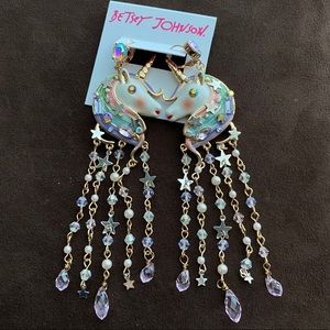 🌱 Betsey Johnson Unicorn Fringe Chandelier Earrings